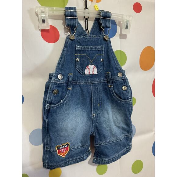 Kid Connection Size 12 M Denim Overalls Baseball - Picture 1 of 10